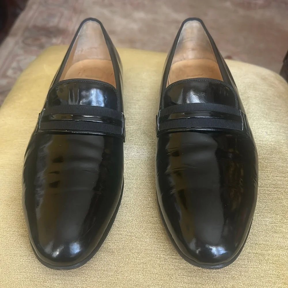 Mariano Black Patent Leather Dress Loafers Tuxedo Opera Shoes for Men Size 9